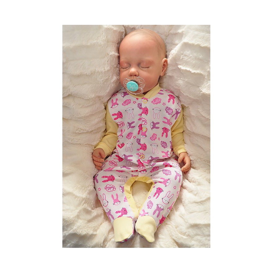 Pajac pajacyk żółty w króliki r.50 WCZEŚNIAK 343K