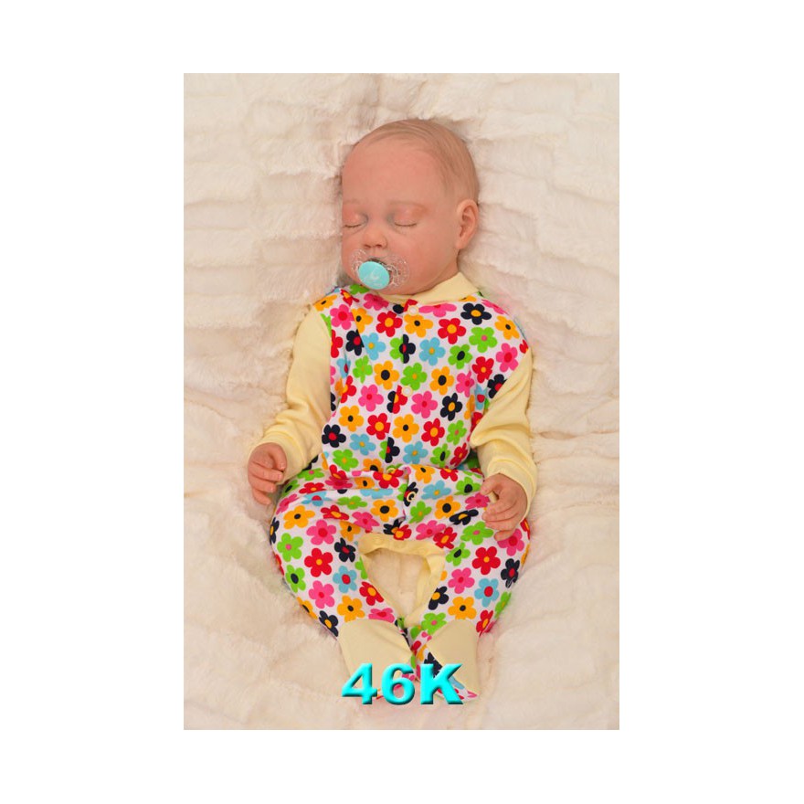 Pajac pajacyk bawełniany żółty w kwiaty wzór 46K