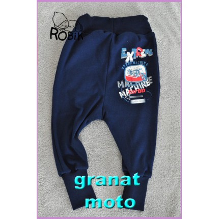 Granatowe SPODNIE DRESOWE moto BAGGY na zmienną pogodę