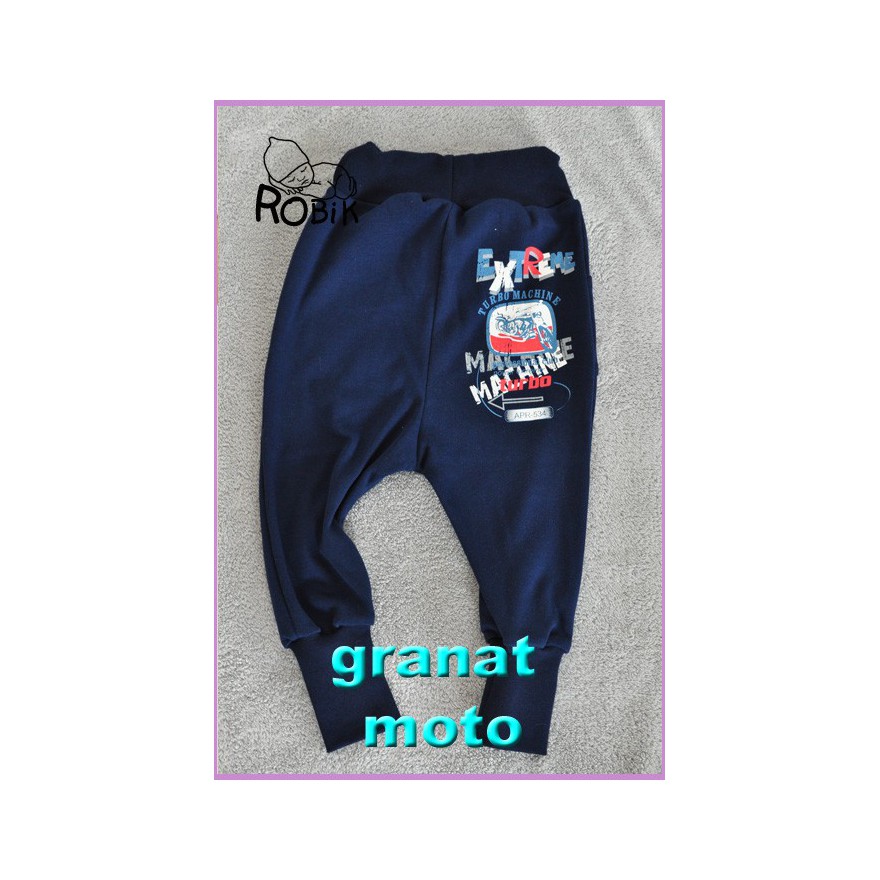 Granatowe SPODNIE DRESOWE moto BAGGY na zmienną pogodę