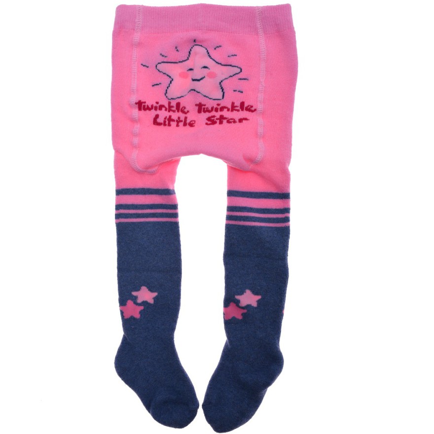 RAJSTOPY bawełniane granatowo-różowe z gwiazdką wzór 551