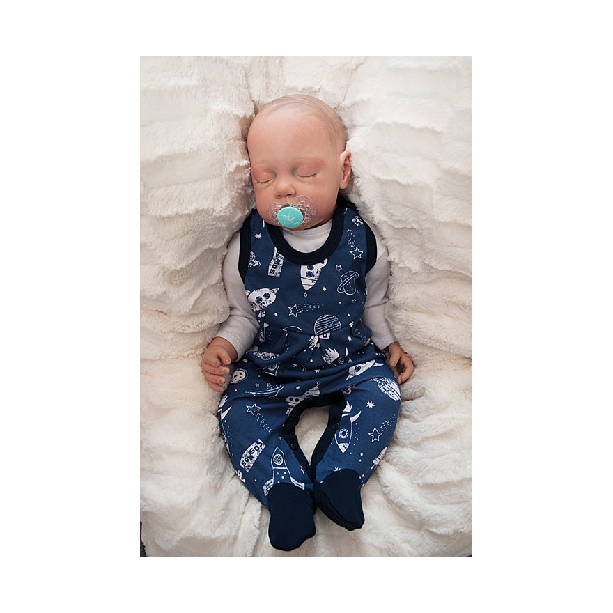 Granatowe ŚPIOCHY rozpinane w kroku, r. 50 WCZEŚNIAK w rakiety kosmiczne wzór 201G