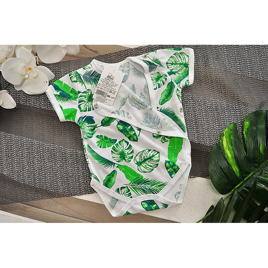 BODY kopertowe w zielone liście krótki rękaw