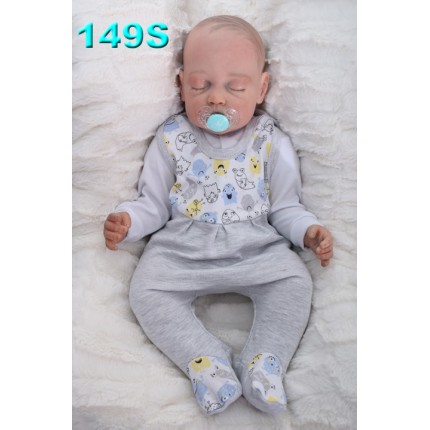 ŚPIOCHY ŚPIOSZKI bawełniane szare w stworki r. 50 WCZEŚNIAK, wzór 149S