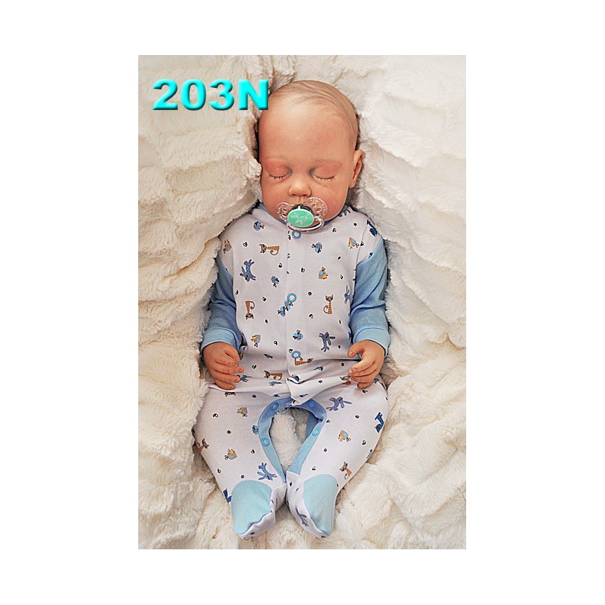 Pajac pajacyk bawełniany niebiesko-biały w zwierzątka wzór 203N