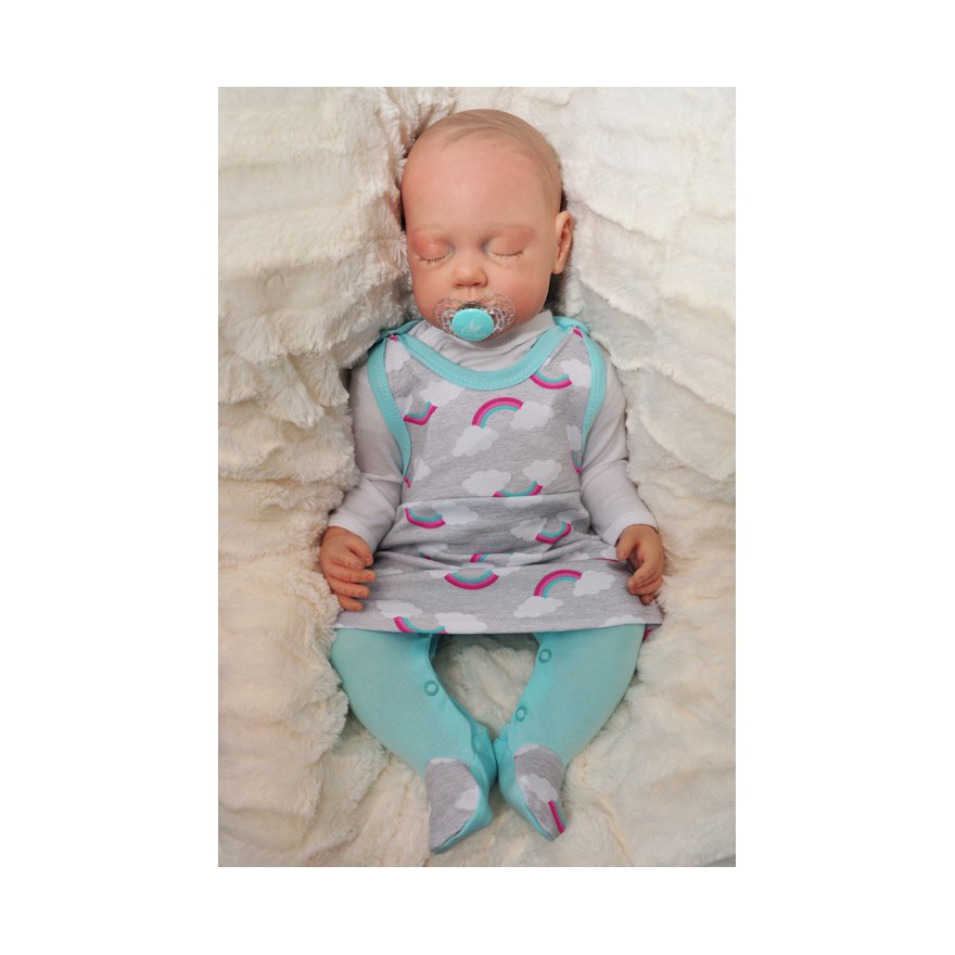 ŚPIOCHY SUKIENKA 2w1 tylko u nas! miętowo-szare w tęcze wzór 353M