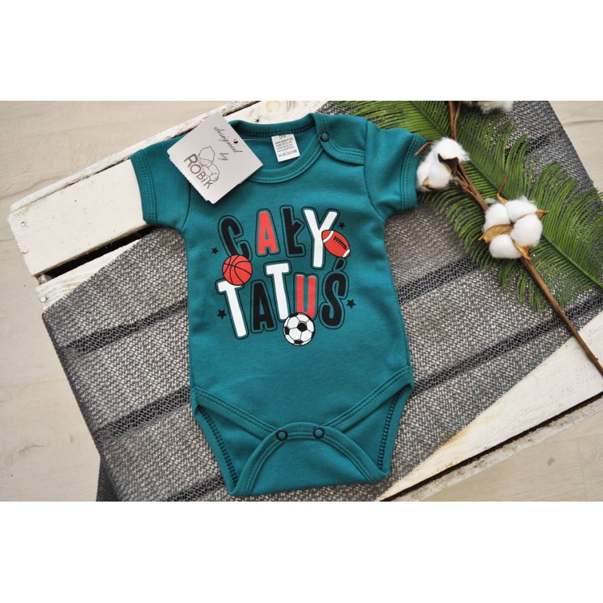 Butelkowe BODY chłopięce CAŁY TATUŚ krótki rękaw LATO wzór 617kr