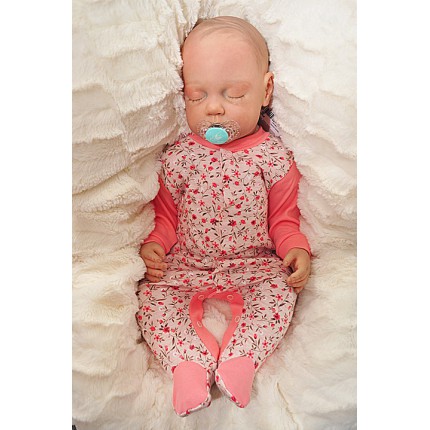 Pajac pajacyk bawełniany koralowy w kwiaty r.50 WCZEŚNIAK wzór 346KOR