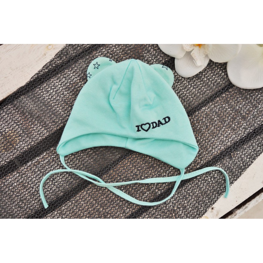Miętowa CZAPKA I LOVE DAD czapeczka wiosna jesień