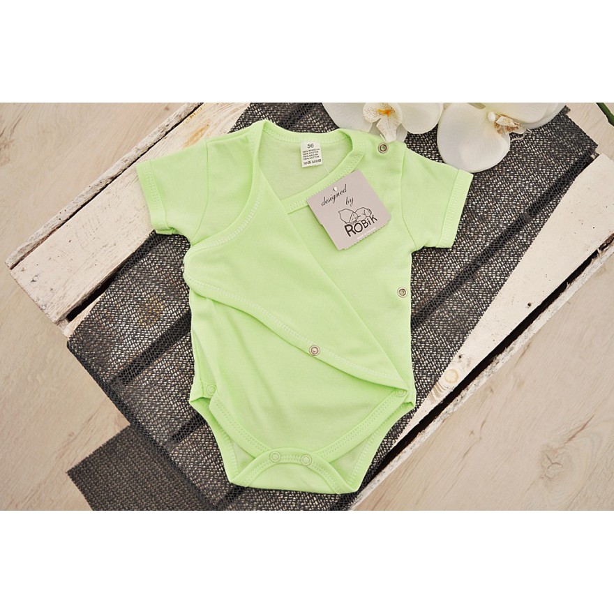 Pistacjowe BODY kopertowe krótki rękaw - pełna koperta