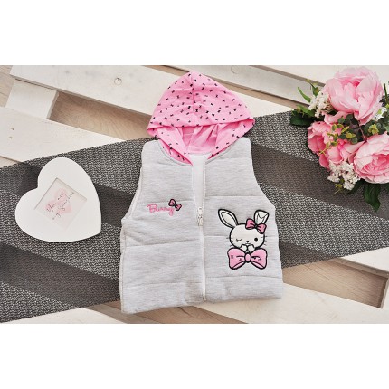 Szary bezrękawnik KRÓLIK z bluzką i legginsami