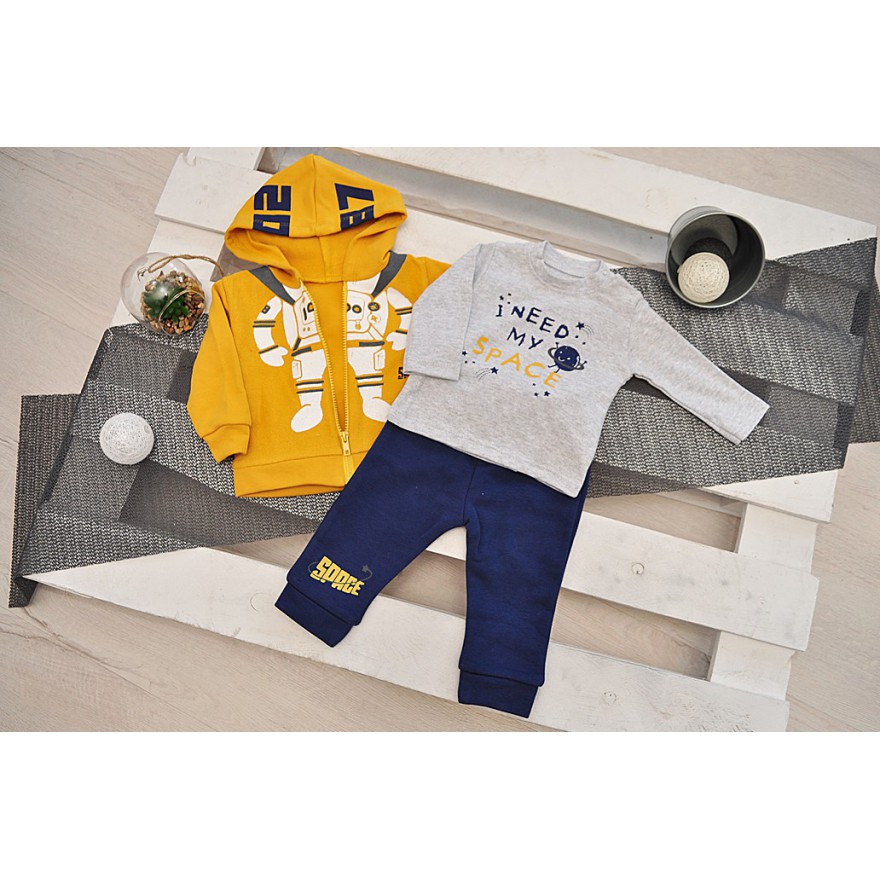 Komplet SPACE spodnie, musztardowa bluza z kapturem DRES