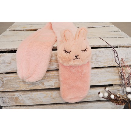 Brzoskwiniowy SZALIK KRÓLIK futrzany komin rozmiar uniwersalny