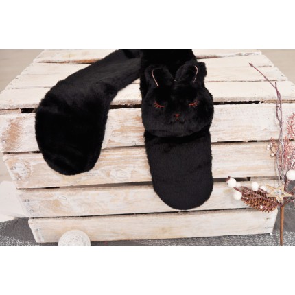 Czarny SZALIK KRÓLIK futrzany komin rozmiar uniwersalny