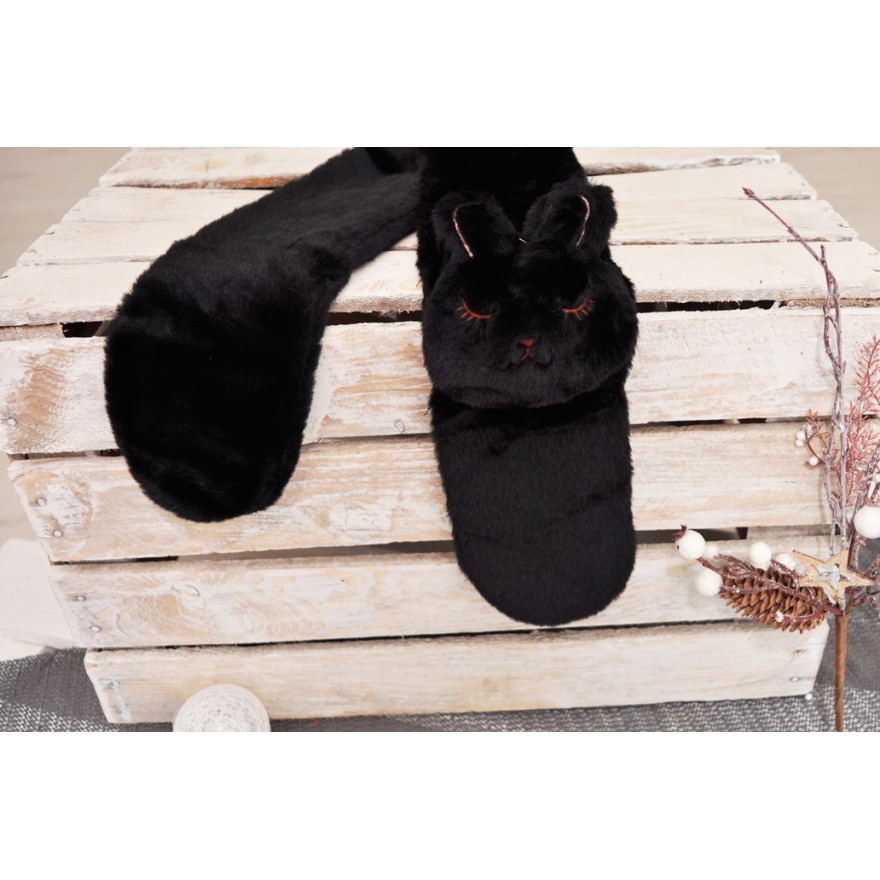 Czarny SZALIK KRÓLIK futrzany komin rozmiar uniwersalny
