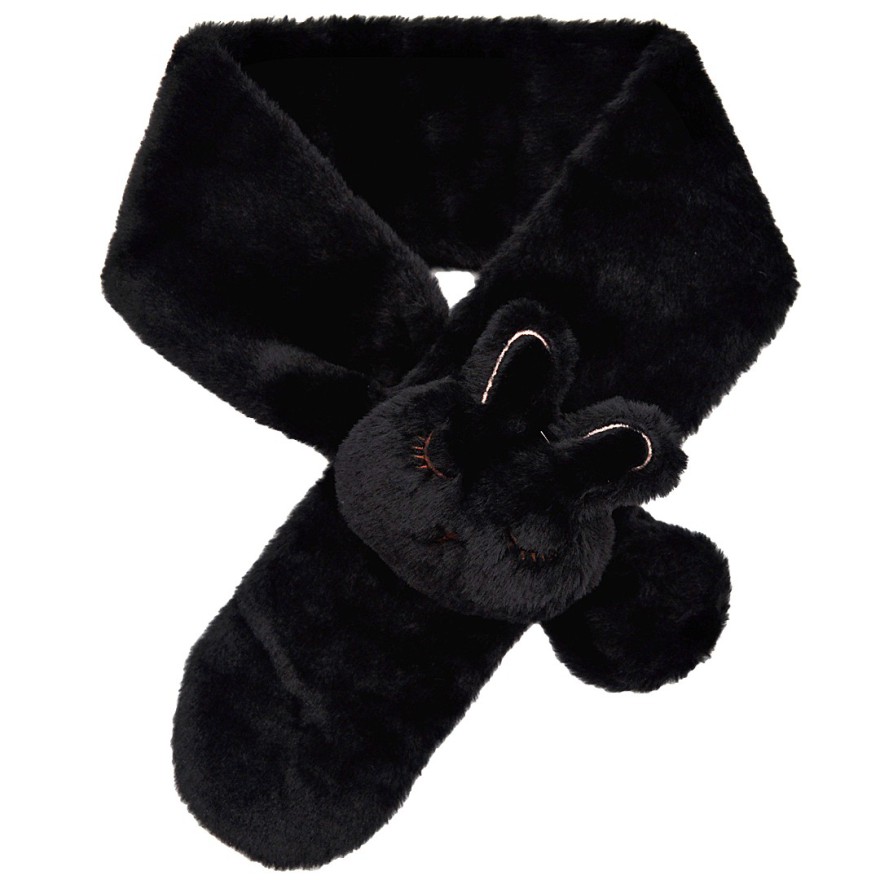 Czarny SZALIK KRÓLIK futrzany komin rozmiar uniwersalny