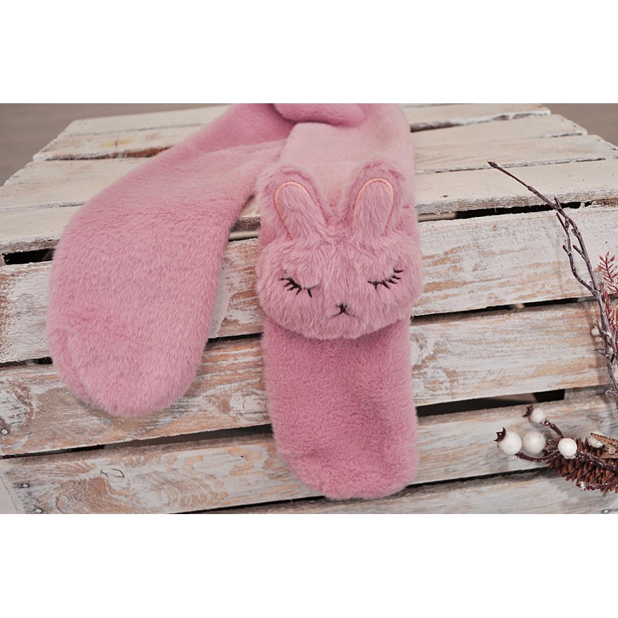 Brudny róż SZALIK KRÓLIK futrzany komin rozmiar uniwersalny