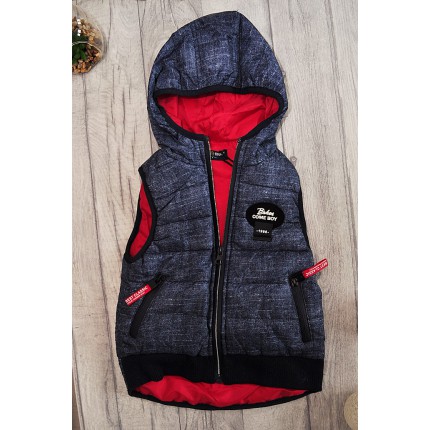 Dres chłopięcy ocieplany z granatowym bezrękawnikiem