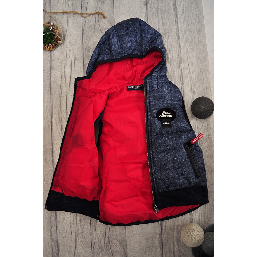 Dres chłopięcy ocieplany z granatowym bezrękawnikiem