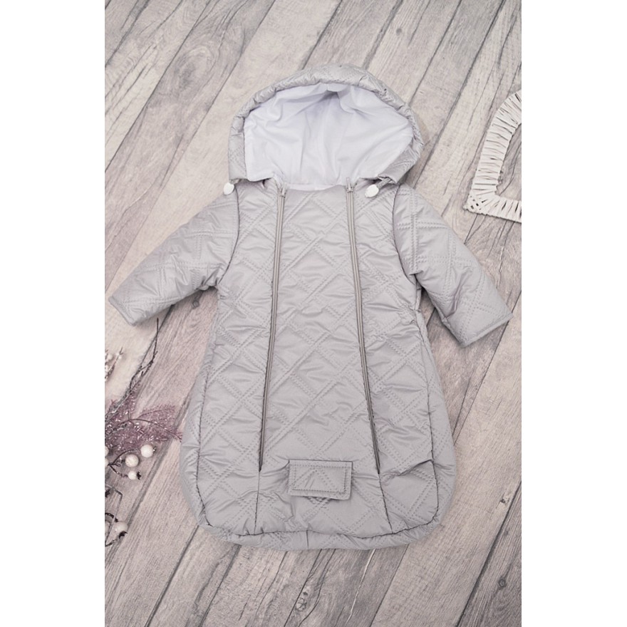 Szary kombinezon śpiwór pikowany do wózka fotelika