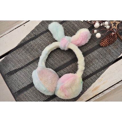 Tęczowe NAUSZNIKI KRÓLICZE USZKA rozmiar uniwersalny wzór Z