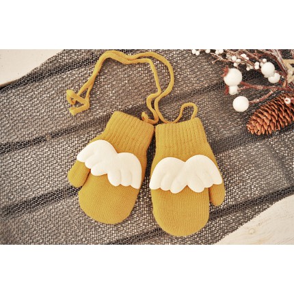 Musztardowe rękawiczki zimowe dziewczęce 1P SkrzydełkaMU