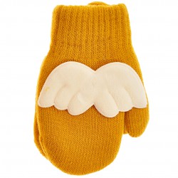 Musztardowe rękawiczki zimowe dziewczęce 1P SkrzydełkaMU