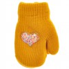 Musztardowe rękawiczki zimowe dziewczęce 1P SerceMU