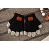 Czarne rękawiczki zimowe chłopięce podwójne 5P