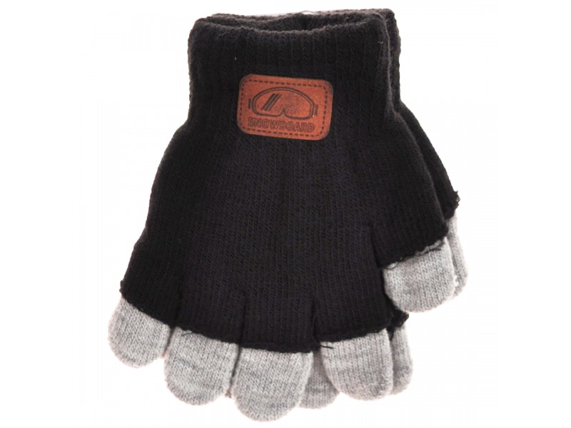 Czarne rękawiczki zimowe chłopięce podwójne 5P