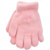 Różowe rękawiczki zimowe dziewczęce z pomponem 5P