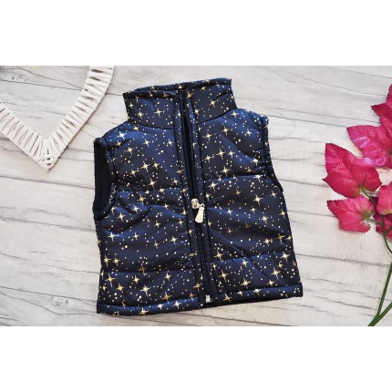 Granatowa KAMIZELKA bezrękawnik pikowany w gwiazdki