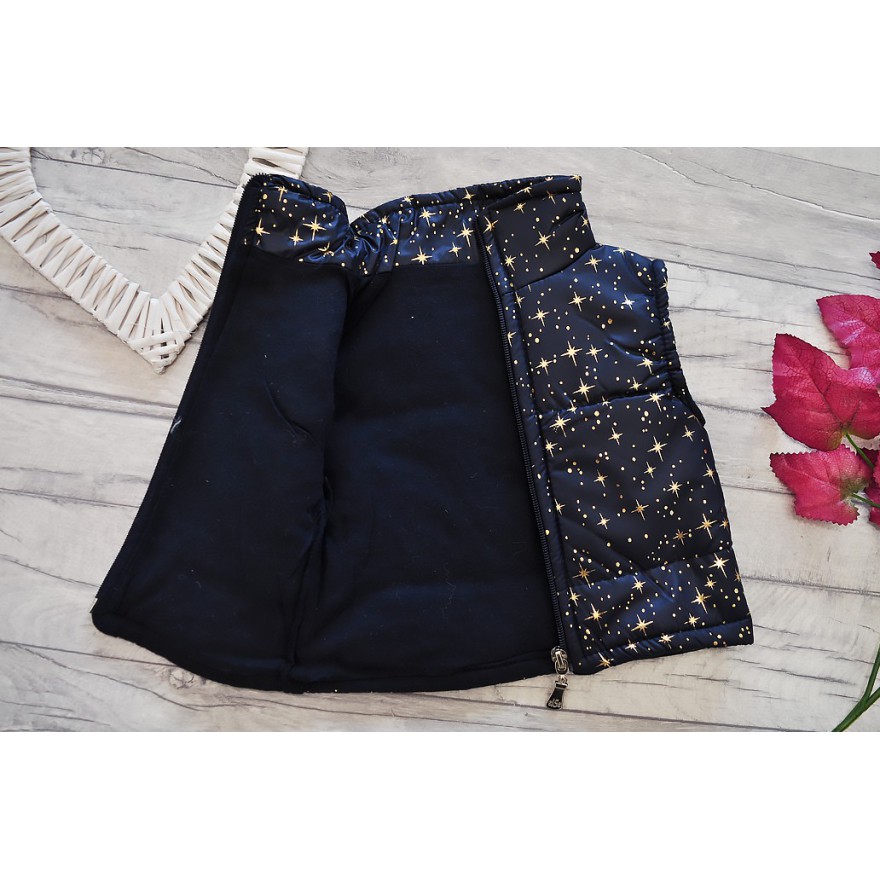 Granatowa KAMIZELKA bezrękawnik pikowany w gwiazdki