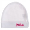 Biała CZAPECZKA dla noworodka SMERFETKA z imieniem Julia