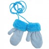 Zimowe rękawiczki na futerku niebieskie z lazurowym
