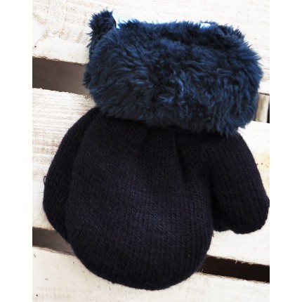 Zimowe rękawiczki na futerku granat