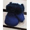 Zimowe rękawiczki na futerku ciemno niebieskie z granatem