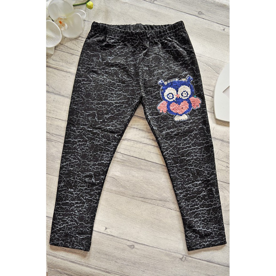 LEGGINSY SOWA magiczne cekiny GETRY grafit marmurek