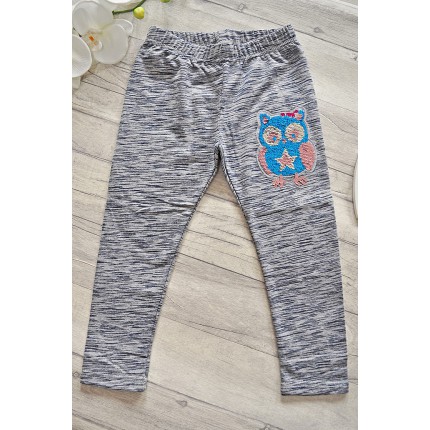 LEGGINSY SOWA magiczne cekiny GETRY szare paski