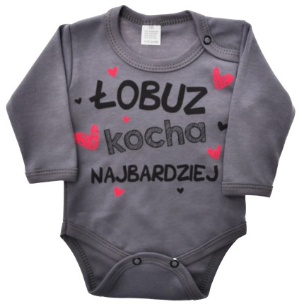 Grafitowe BODY "Łobuz kocha najbardziej" długi rękaw wzór 625