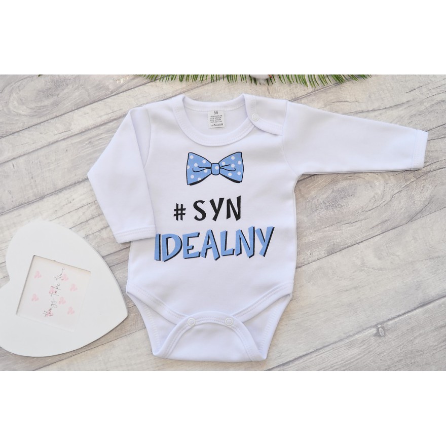 Białe BODY SYN IDEALNY długi rękaw wzór 581