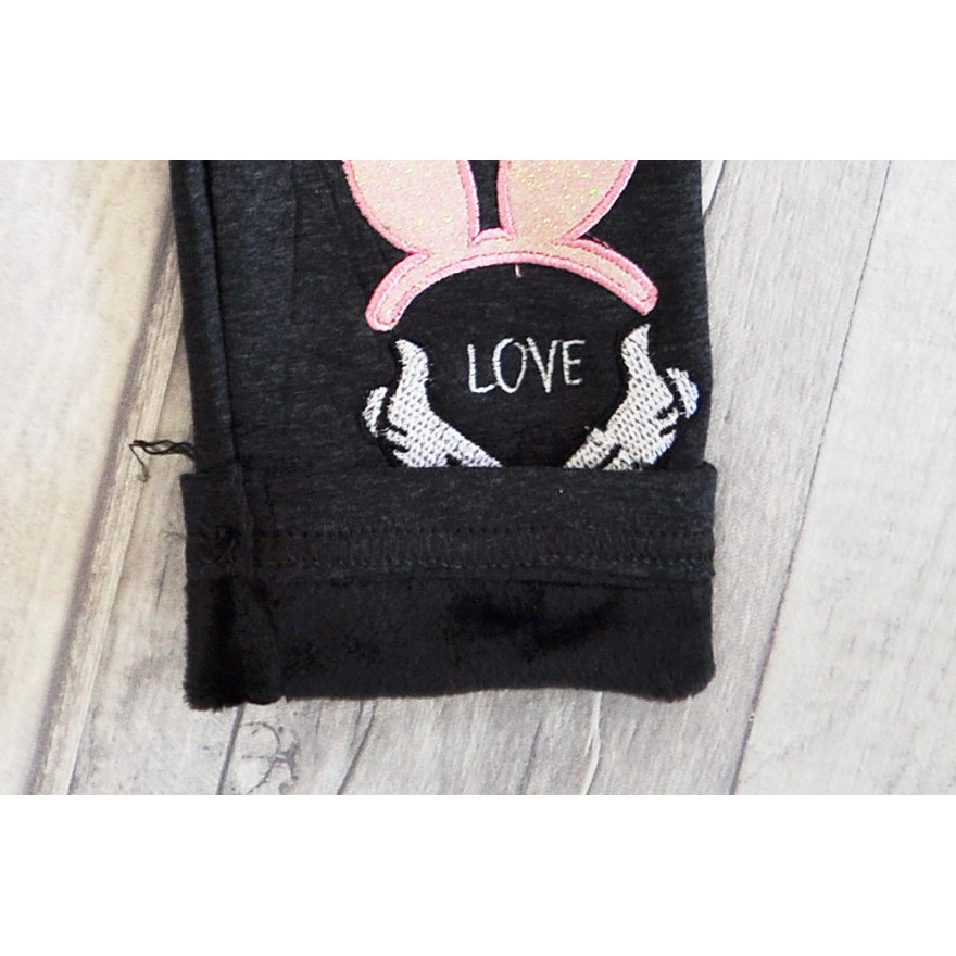 Grafitowe LEGGINSY KRÓLIK LOVE ocieplane GETRY na futerku