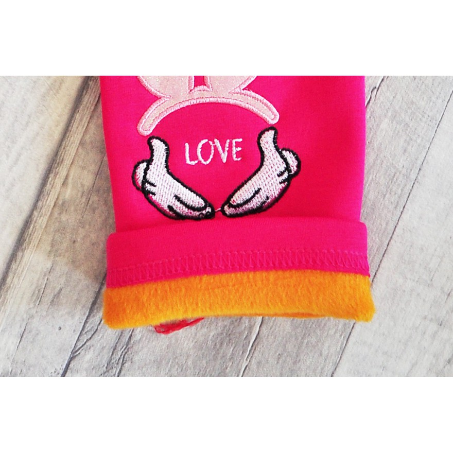 Amarantowe LEGGINSY KRÓLIK LOVE ocieplane GETRY na futerku