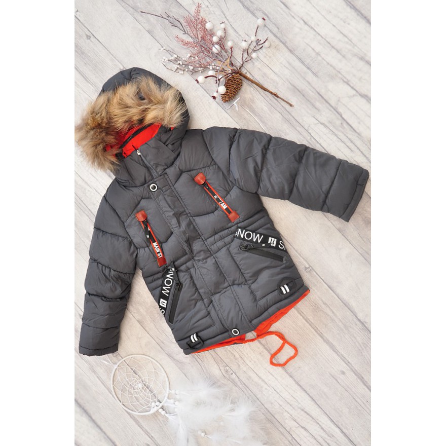 Grafitowa KURTKA PUCHOWA ocieplana pikowana ZIMA