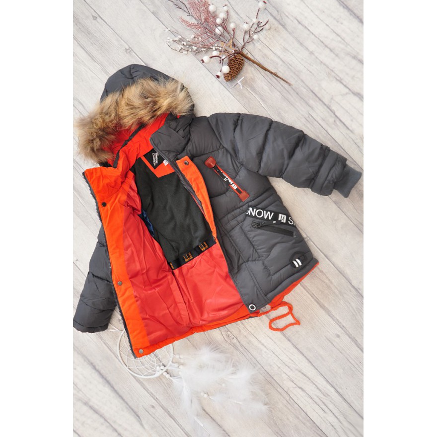 Grafitowa KURTKA PUCHOWA ocieplana pikowana ZIMA