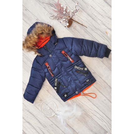 Granatowa KURTKA PUCHOWA ocieplana pikowana ZIMA