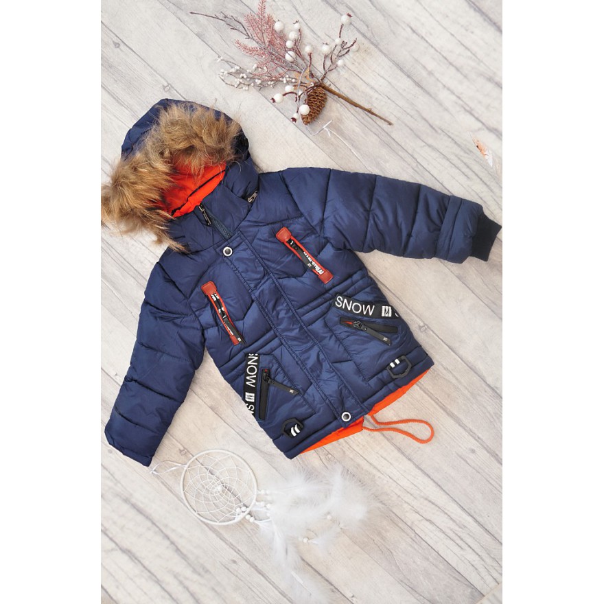 Granatowa KURTKA PUCHOWA ocieplana pikowana ZIMA