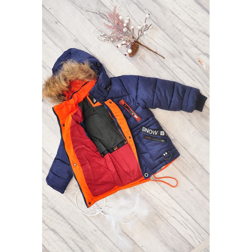 Granatowa KURTKA PUCHOWA ocieplana pikowana ZIMA