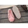 Różowe BALERINY PANTERKA z pomponem buty baletki kapcie