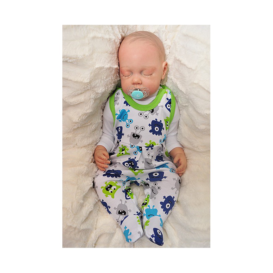 ŚPIOCHY rozpinane w kroku , białe w ufoludki wzór 217TR